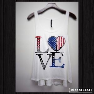 LOVE American flag Anchor Tank NEW