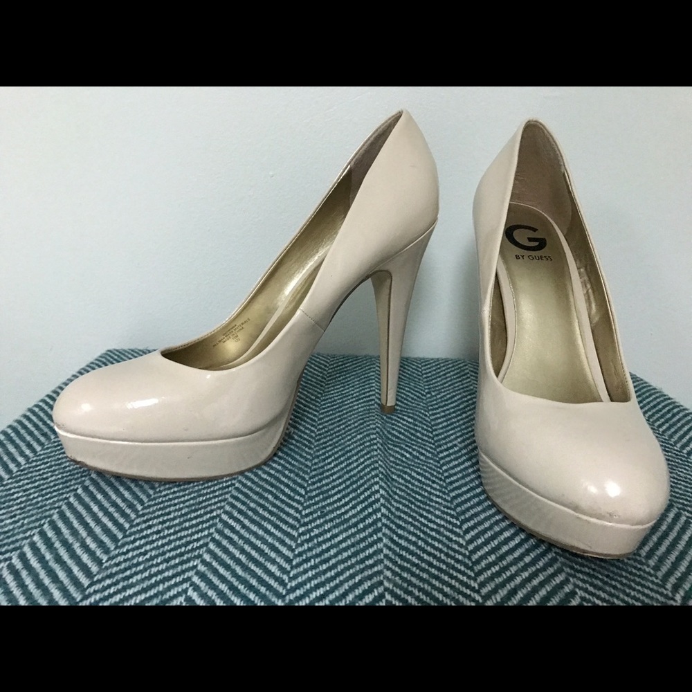 Nude Guess Platform Heels