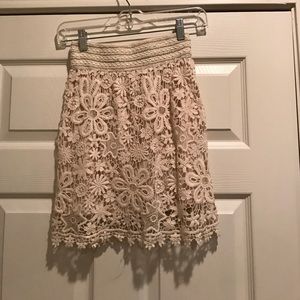 Lace overlay high waisted skirt