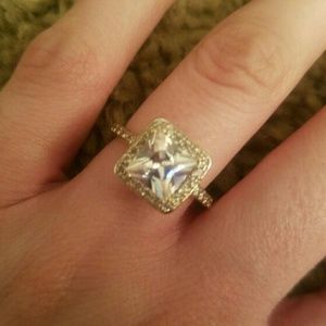 14kt Solid Gold Halo CZ Ring