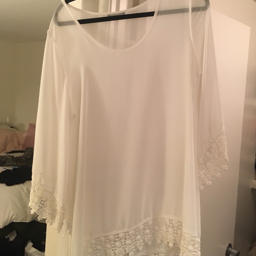 Sheer with lace trim dress