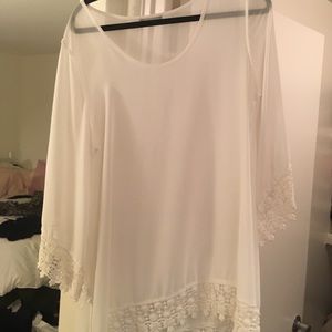 Sheer with lace trim dress