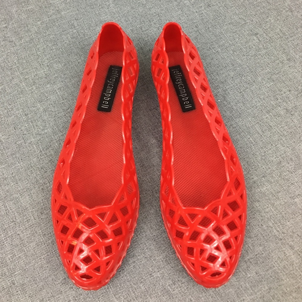 Jeffery Campbell Red Jellies Flats Jelly Shoes