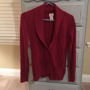 Cute red cardigan!