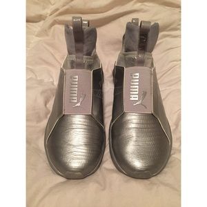 Puma silver high top sneakers