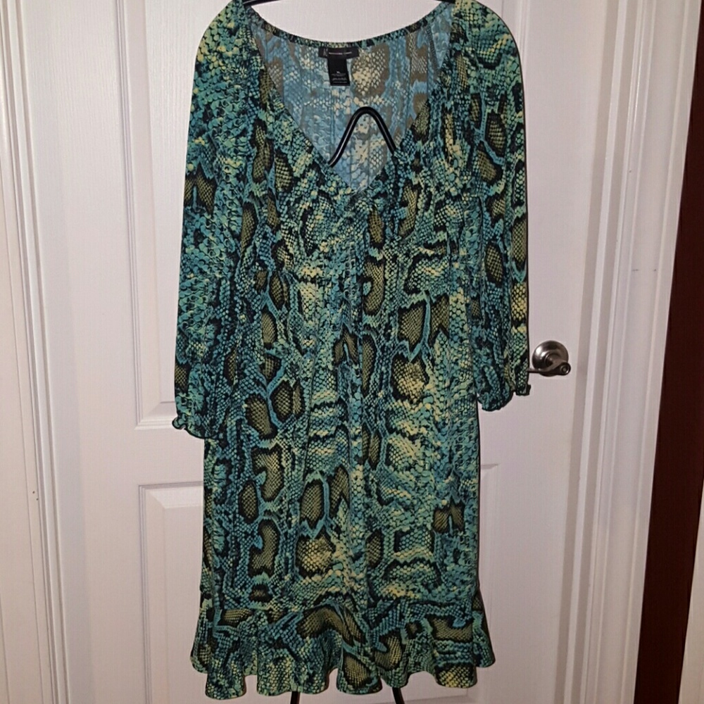 Turquoise snake print dress