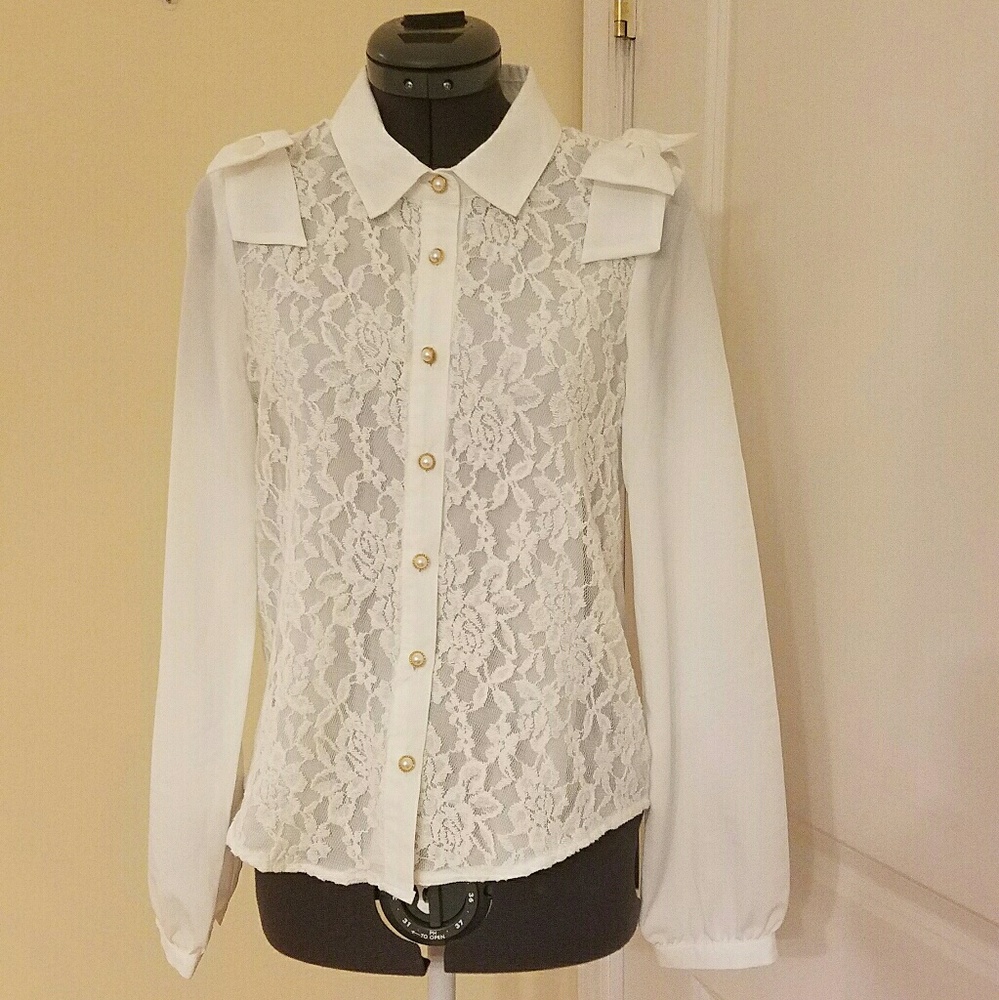 Lizmelo White Bow Blouse