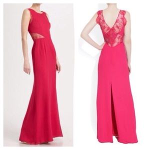 BCBG Dark Pink Karey Lace Long Dress Gown