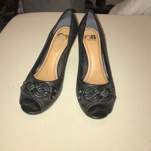 Black peep toe heels