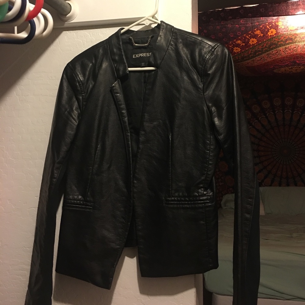 Black leather express jacket M