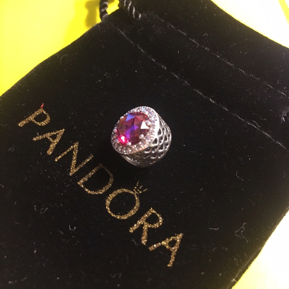 AUTHENTIC pandora radiant hearts ruby/red charm