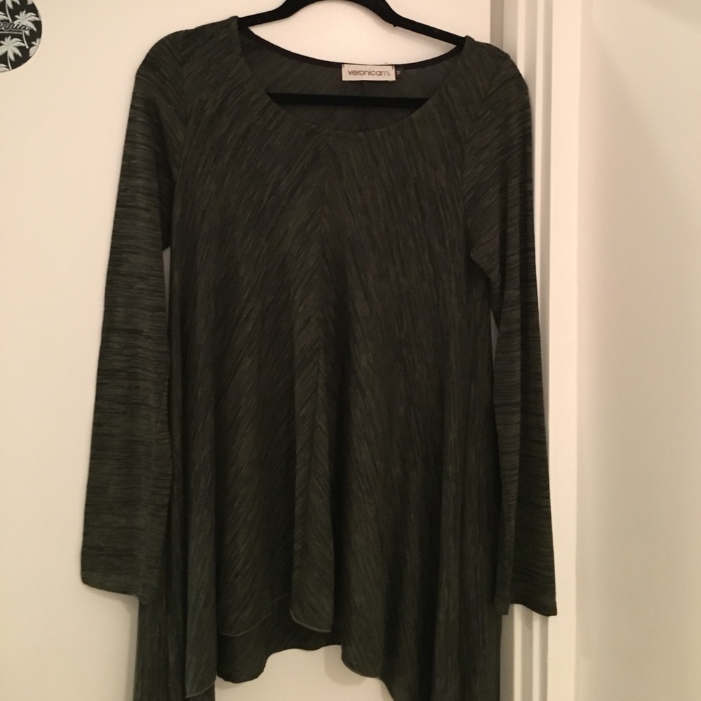 Green textured log sleeve oversized shirt