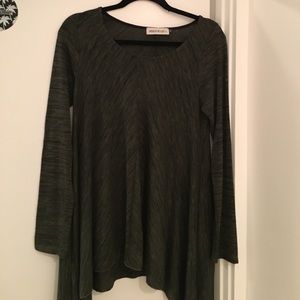 Green textured log sleeve oversized shirt