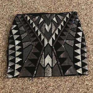Express Black and silver Aztec sequin skirt.