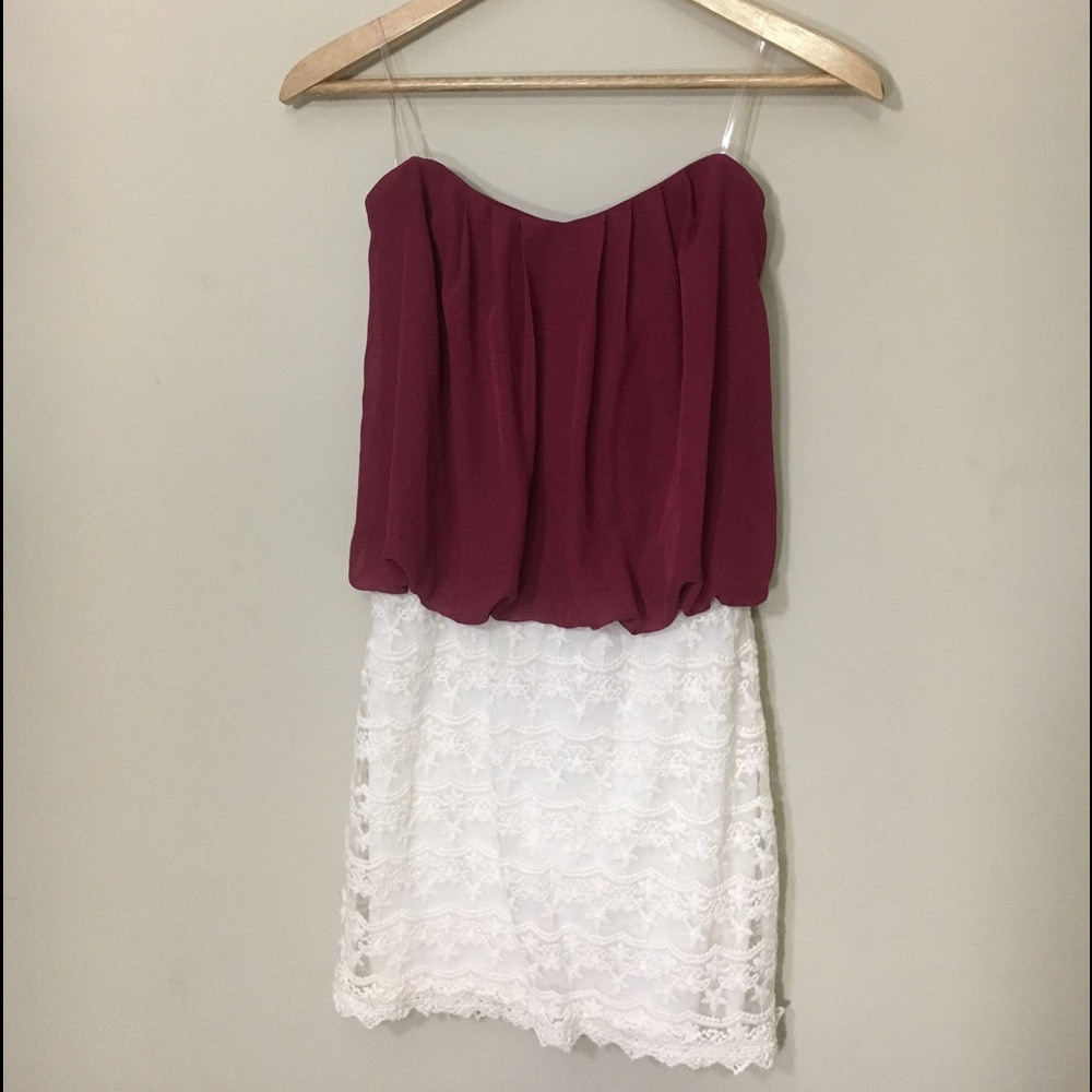 Maroon & Cream Lace Dress