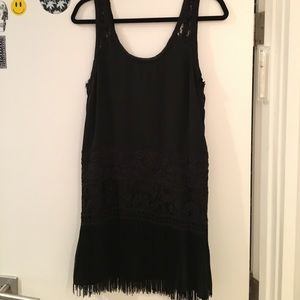 Black dress with fringe and lace at the bottom