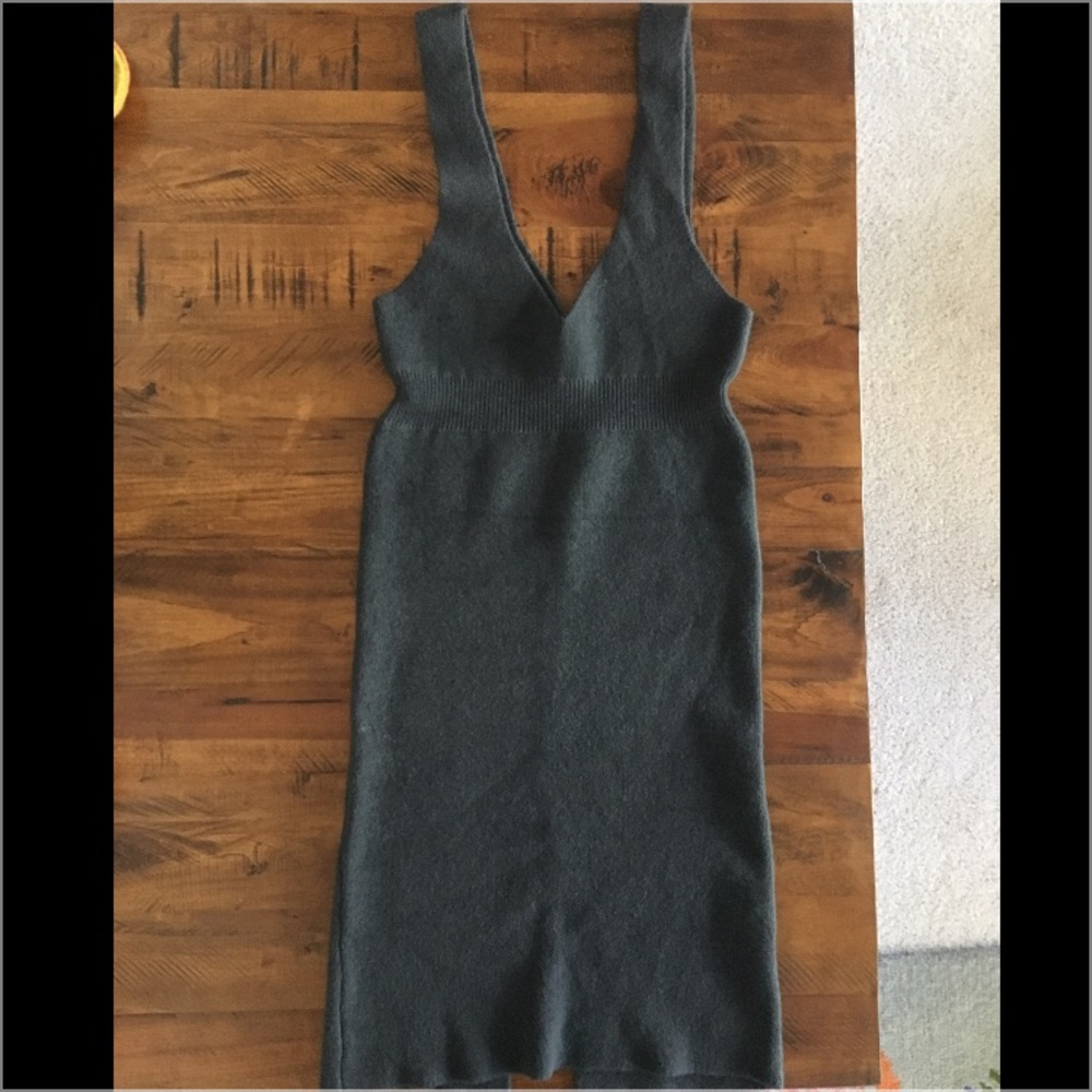 Casual Wool Blend Sleeveless Overall Midi Dress