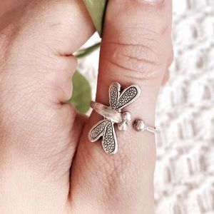 Sterling Silver Butterfly Adjustable Ring