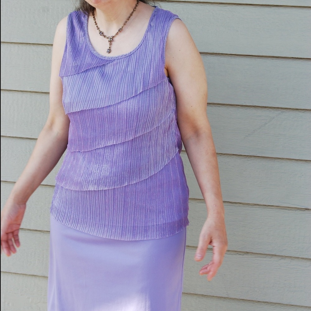 Lavender Layered Ruffle Tank Top