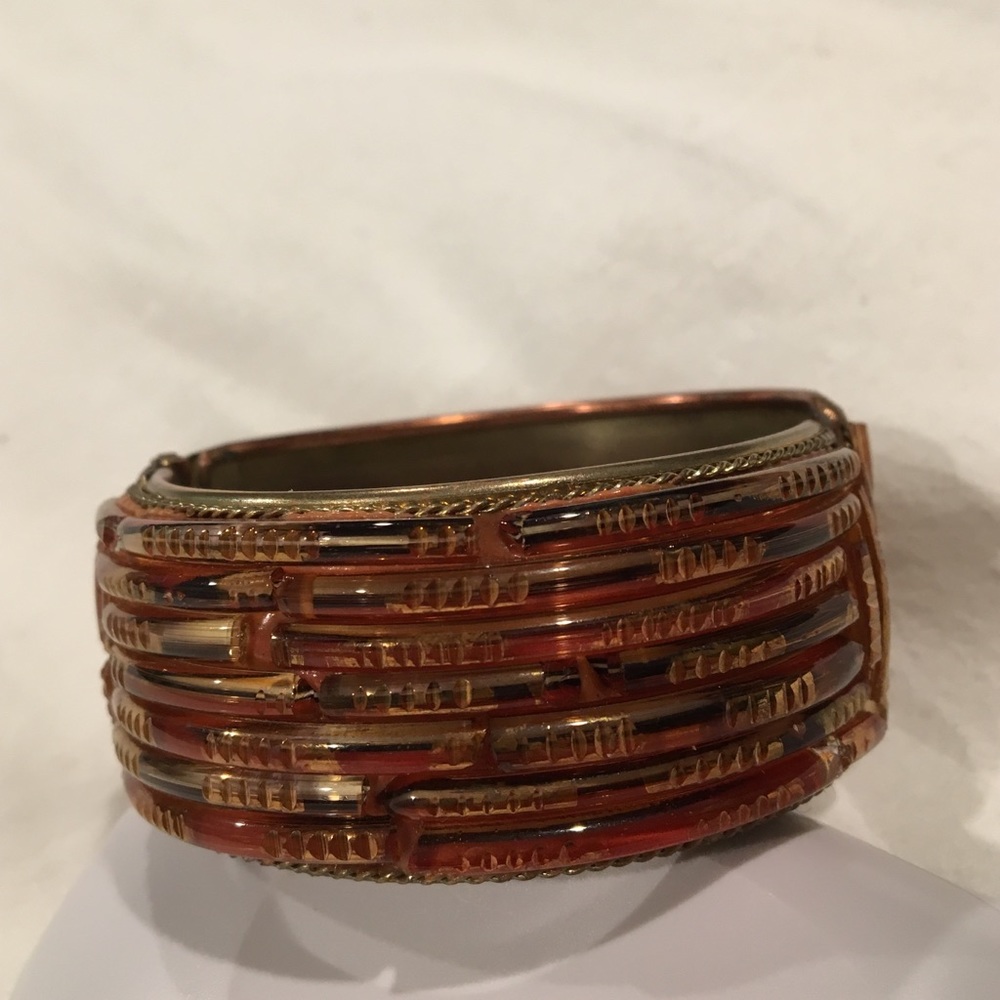 Amber stone cuff bracelet