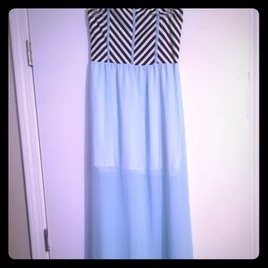 Black, White, Turquoise maxi dress