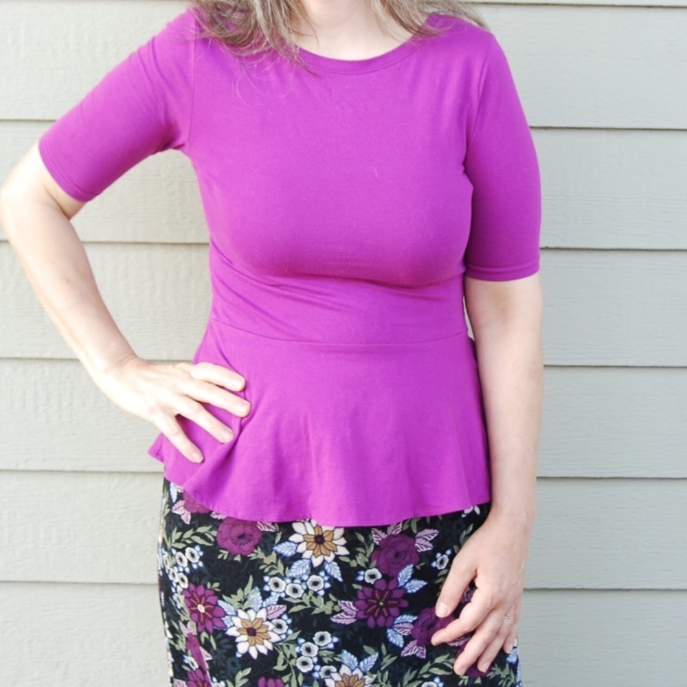 Magenta Top with Ruffle