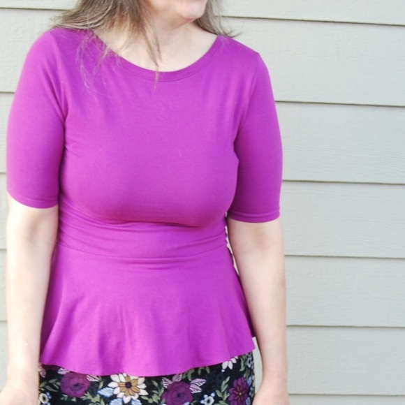 Magenta Top with Ruffle - Picture 2 of 3