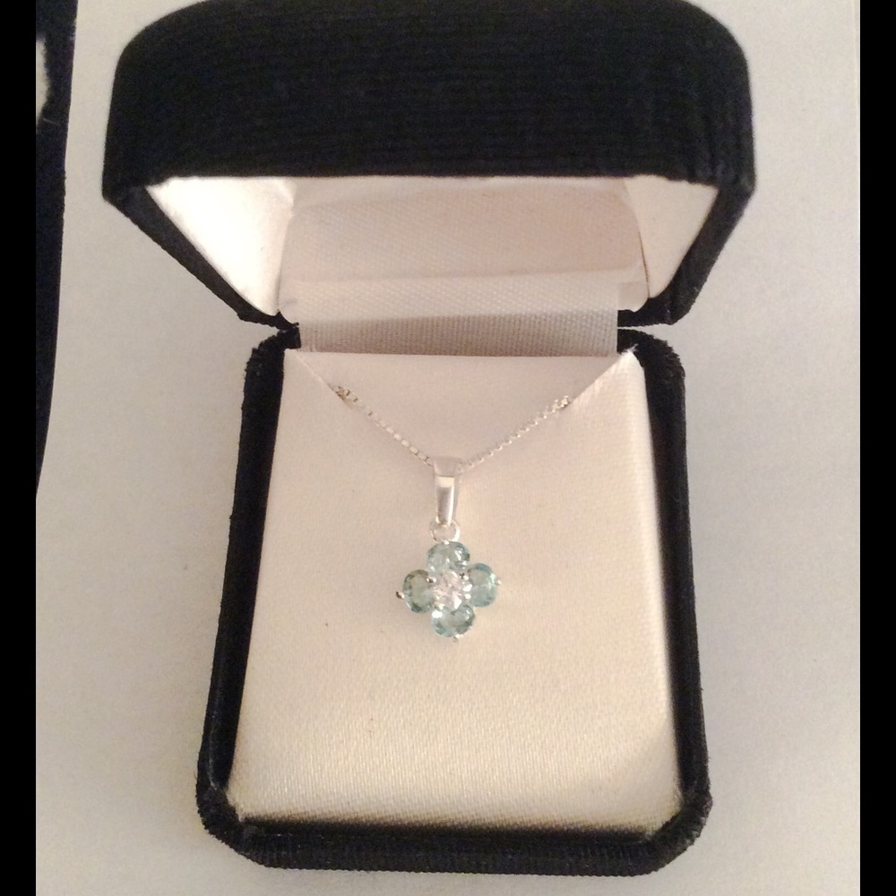 Sterling Silver Cubic Zirconia Flower Necklace