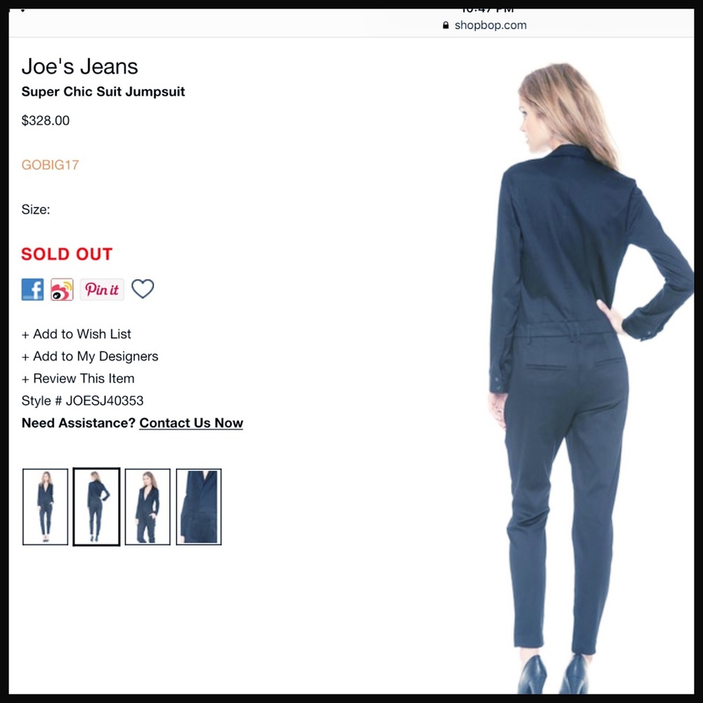 SOLD ✋ JOE'S JEANS 👖 "Super Chic" Jumpsuit NWT - Picture 3 of 3
