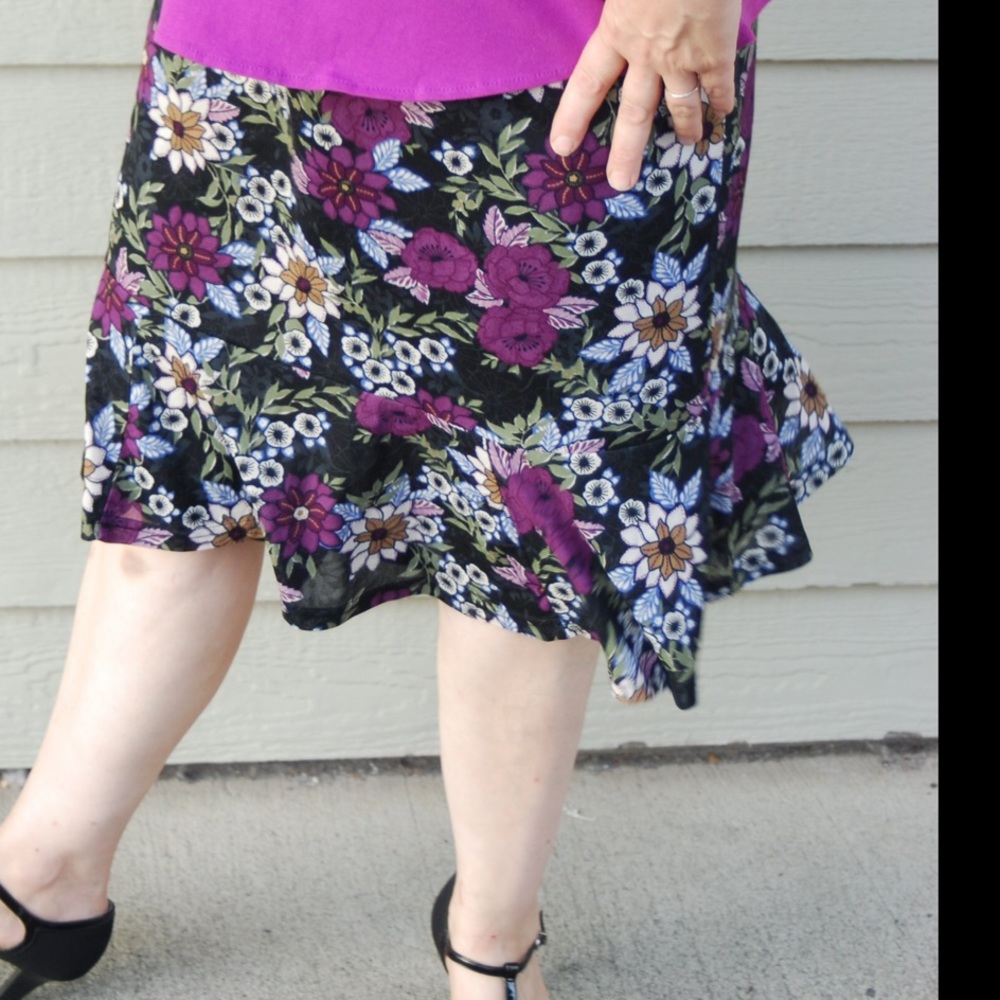 Black and Purple Floral Skirt