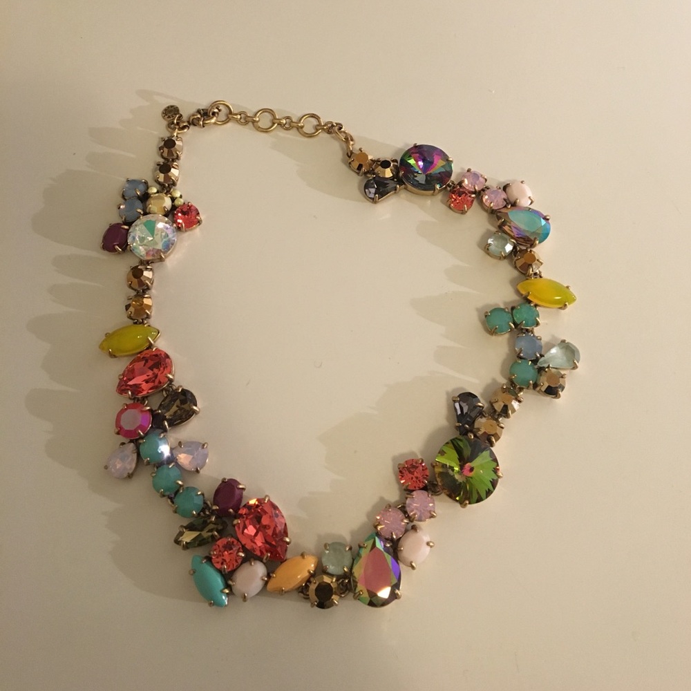 J CREW multicolor crystal foliage necklace