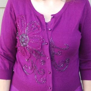 Purple and Black Beaded Sweater