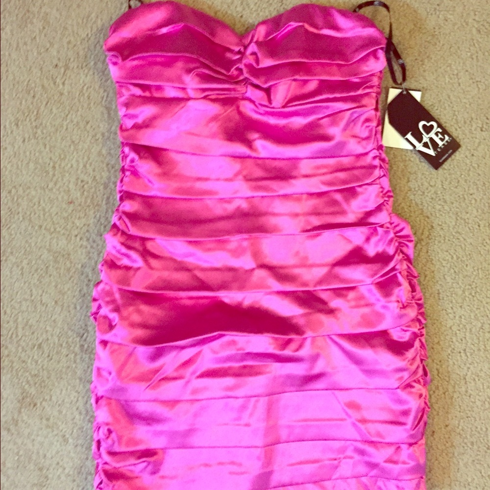 Hot pink strapless dress