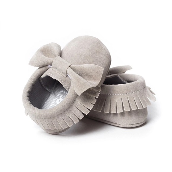 gray baby moccasins - Picture 3 of 4