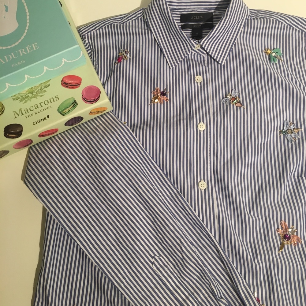 J CREW perfect shirt with bee embellishment NWT