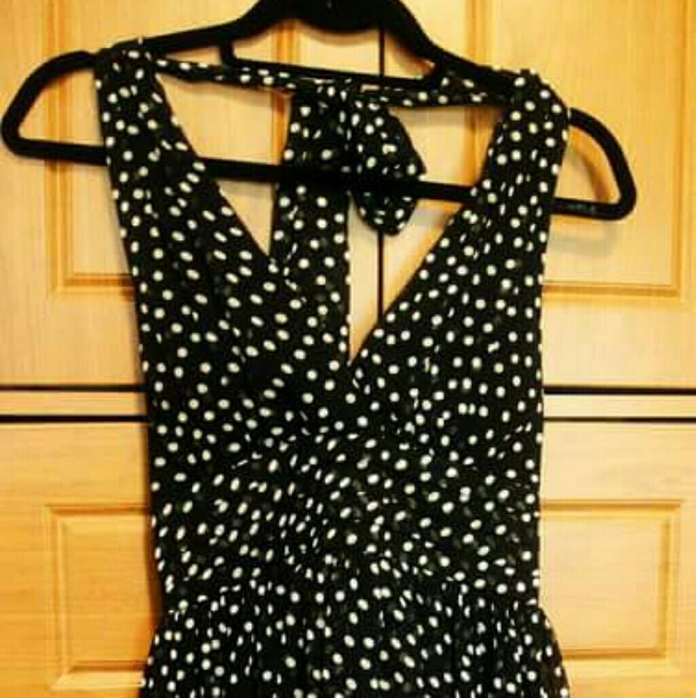 Polka dot strapless dress