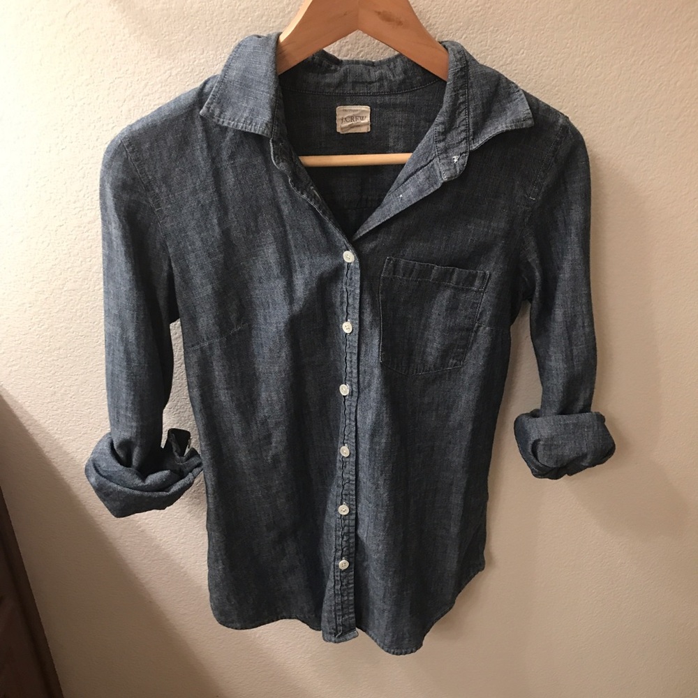 J crew denim button down blouse - xs