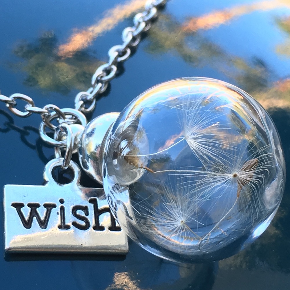 MAKE A WISH dandelion seeds in glass ball