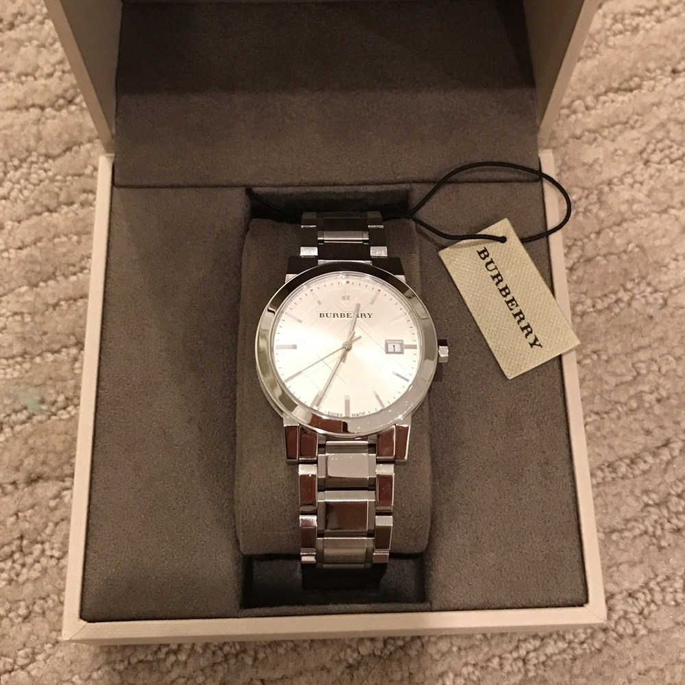 Burberry 38mm Silver Watch (AUTHENTIC)