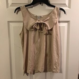 Women's M light brown tan blouse tank with bow