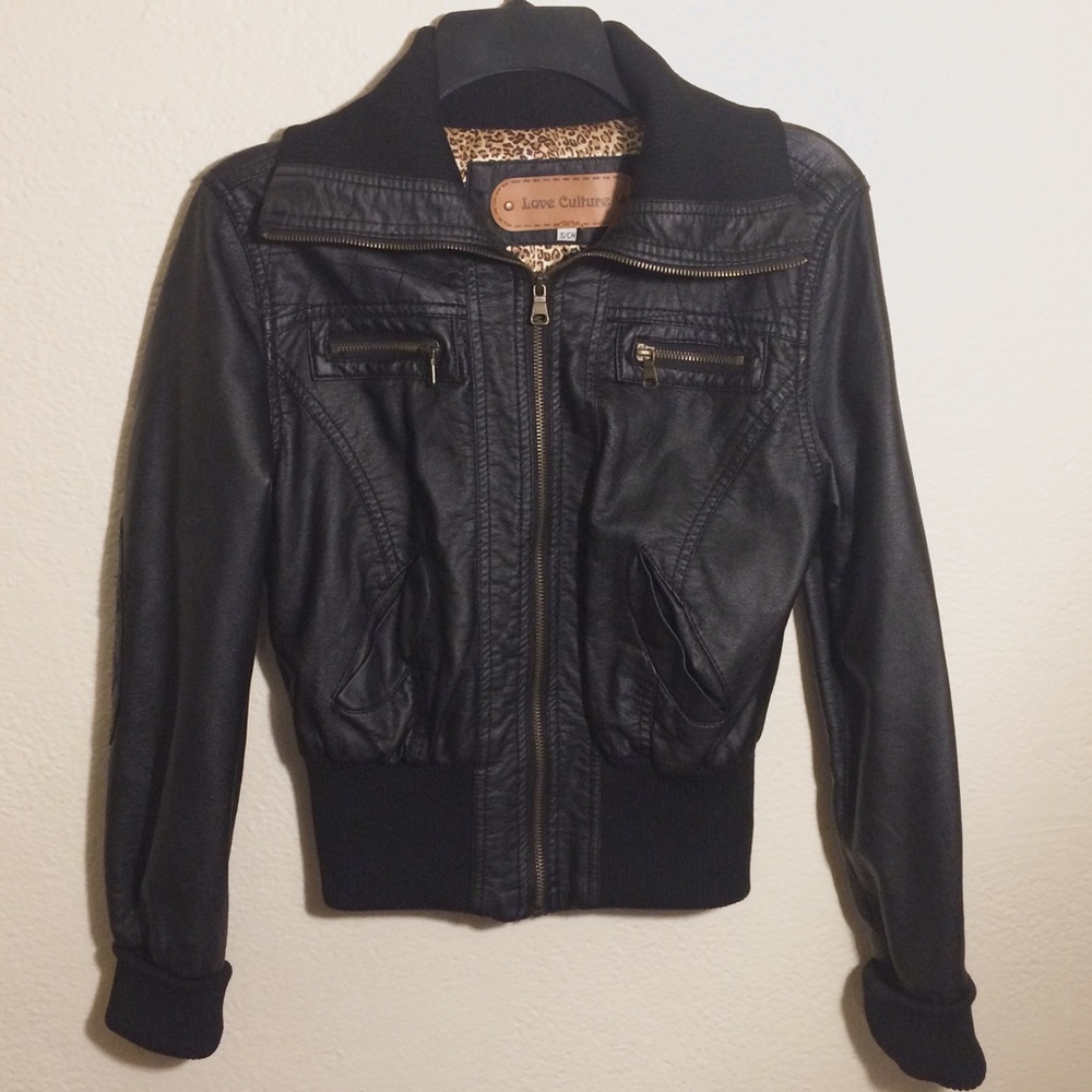 Love Culture Faux Leather Bomber Jacket