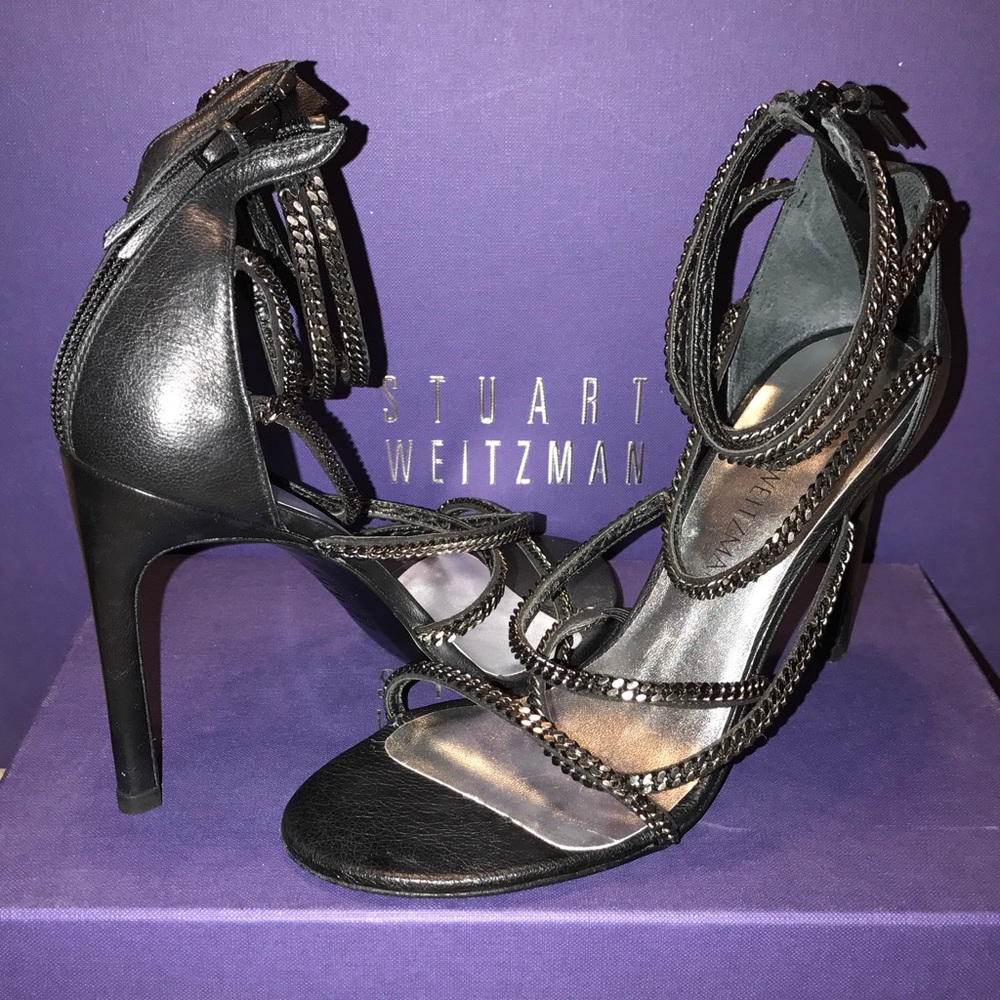 Stuart Weitzman chain strappy sandal .