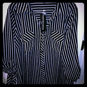 Business blk and white stripe 3/4 length sleeve
