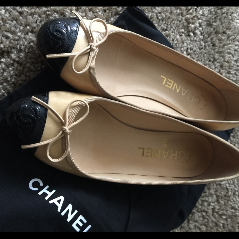 Chanel CC Cap Toe Ballerina Flats w/ Kitten Heels