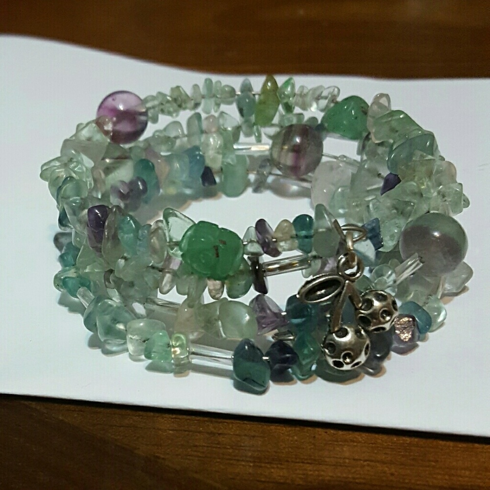 GREEN AND PURPLE FLUORITE WRAP BRACELET