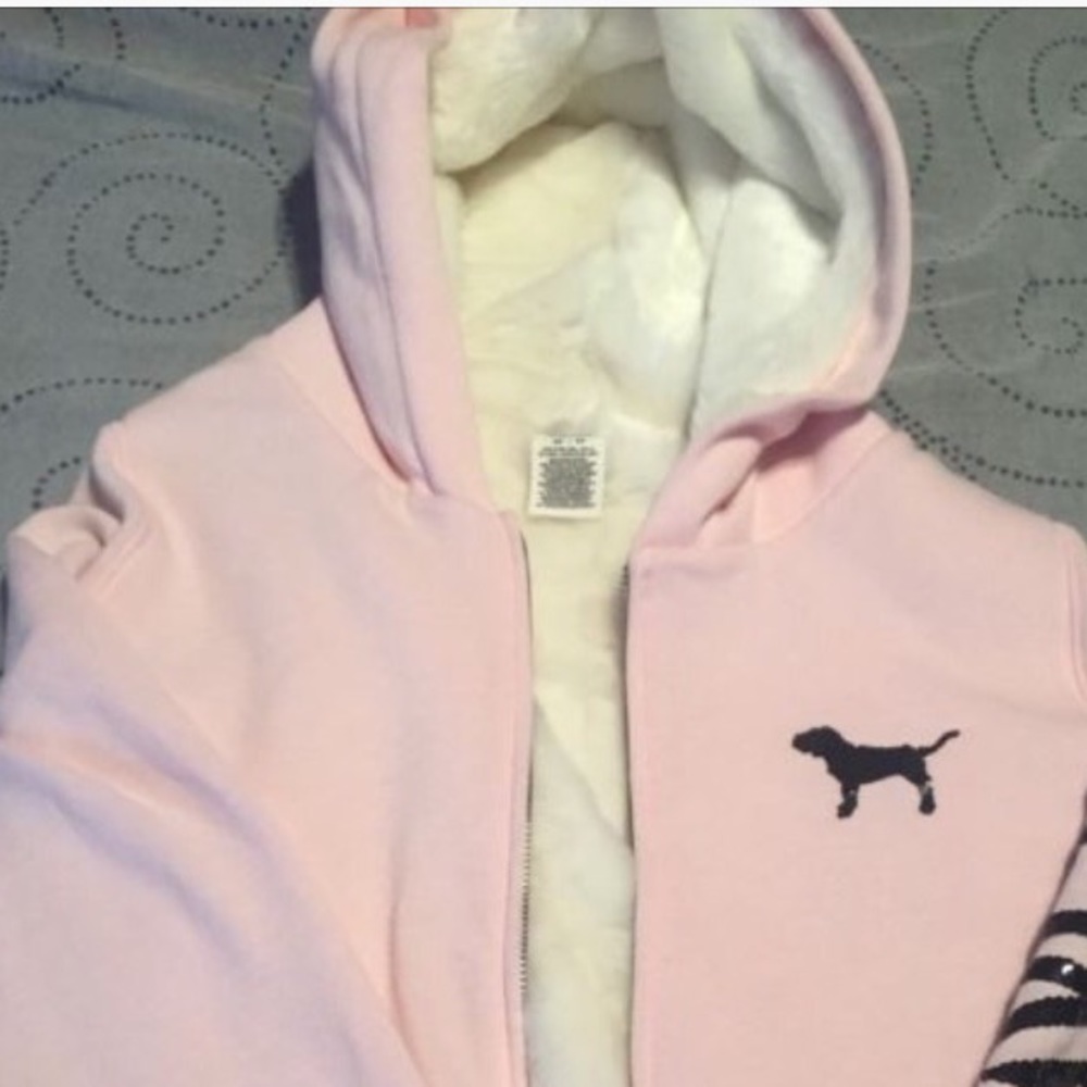 Victoria secret pink fur lined hoodie