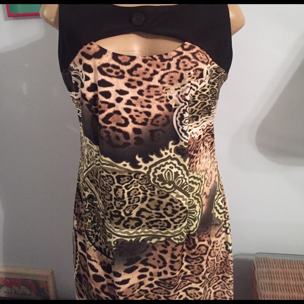 Animal print keyhole sheath dress