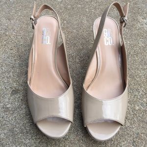 Women's 9 & Co. Open Toe Platform Nude Heels 9M
