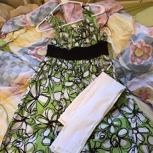 Green Brown and White Kids Easter Dress