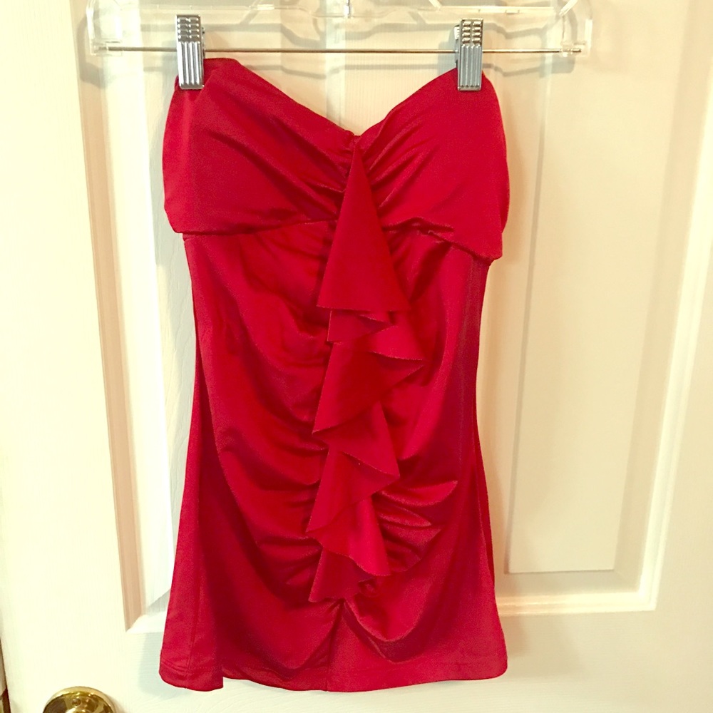 Red silky tube top